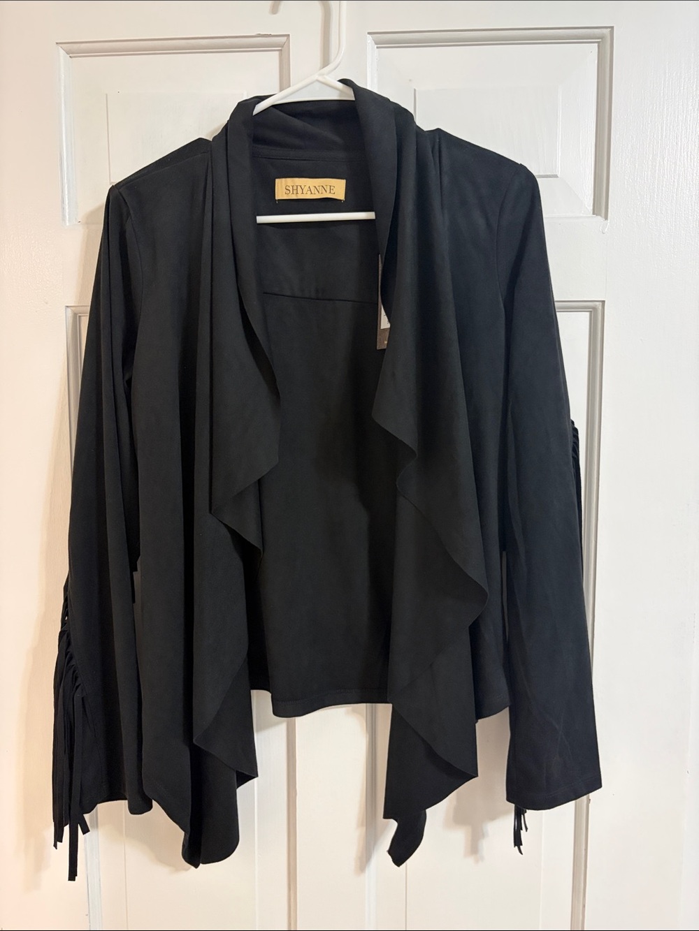 Shyanne Black Draped Waterfall Blazer Jacket